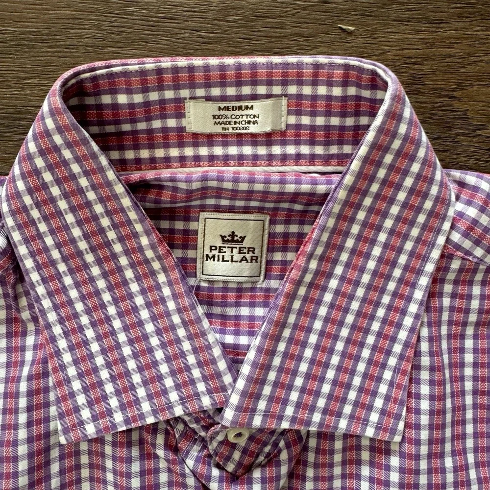 Peter Millar‎ Multicolor Pink Purple Button Up Shirt Mens Sz Medium